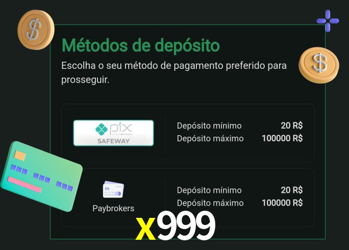 O cassino x999 oferece uma grande variedade de métodos de pagamento
